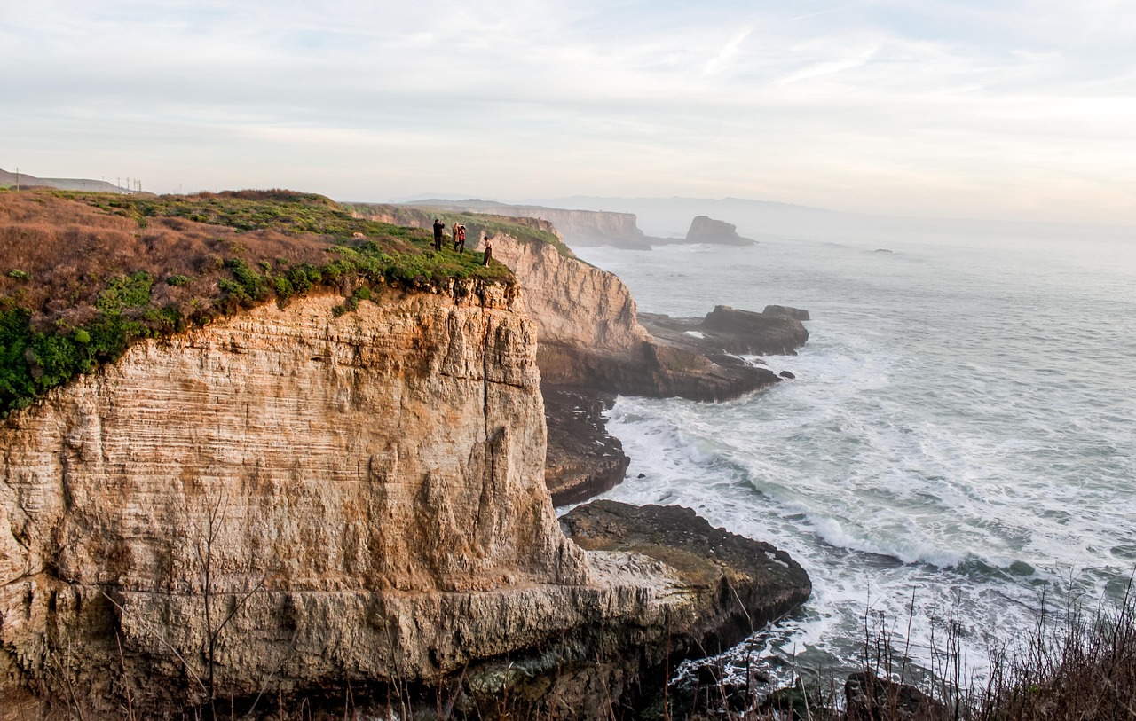 California Central Coast cliffs above the Pacific Ocean at dusk