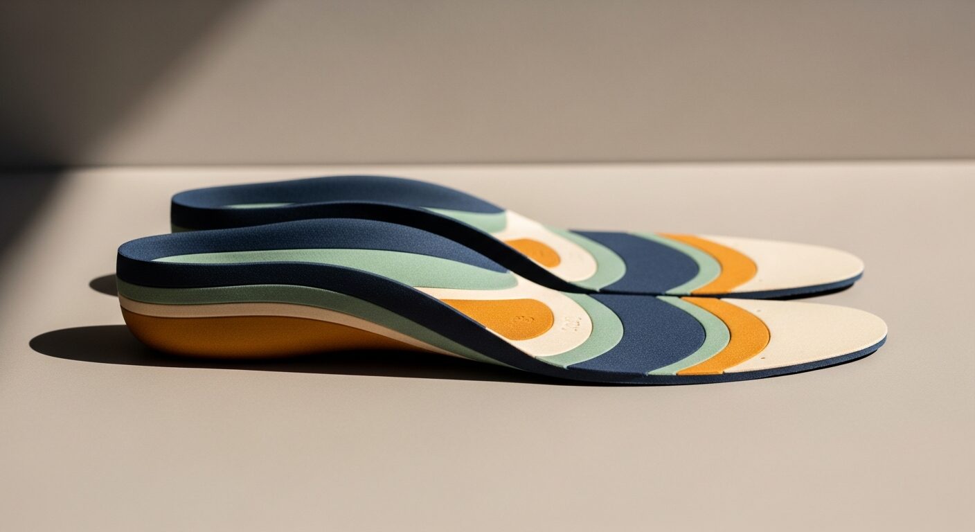 Custom orthotic insoles on a clean surface