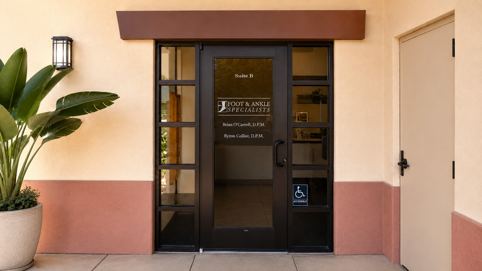 Entrance to the Santa Maria office of Foot & Ankle Specialists, Suite B